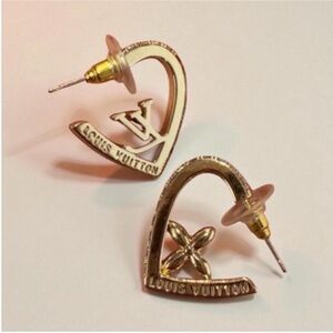 Louis Vuitton 18K Gold Plated Logo Earrings
